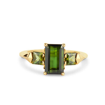 18ct Yellow Gold And Green Tourmaline Ring, 2 of 4