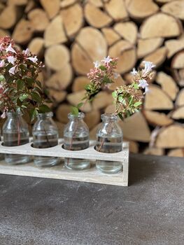 Wooden Tray With Five Bottle Vases, 4 of 4