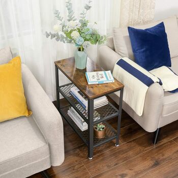 Brown Console Table With Two Mesh Shelves, 3 of 5