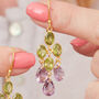 Amethyst Green Peridot Gold Plated Silver Drop Earrings, thumbnail 3 of 11