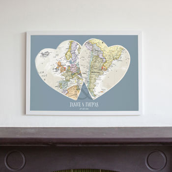Personalised Location Map Hearts Print, 9 of 9