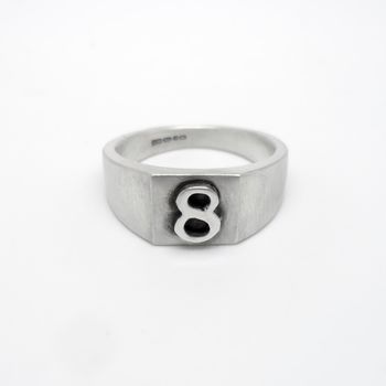Personalised Number Square Silver Signet Ring, 4 of 4