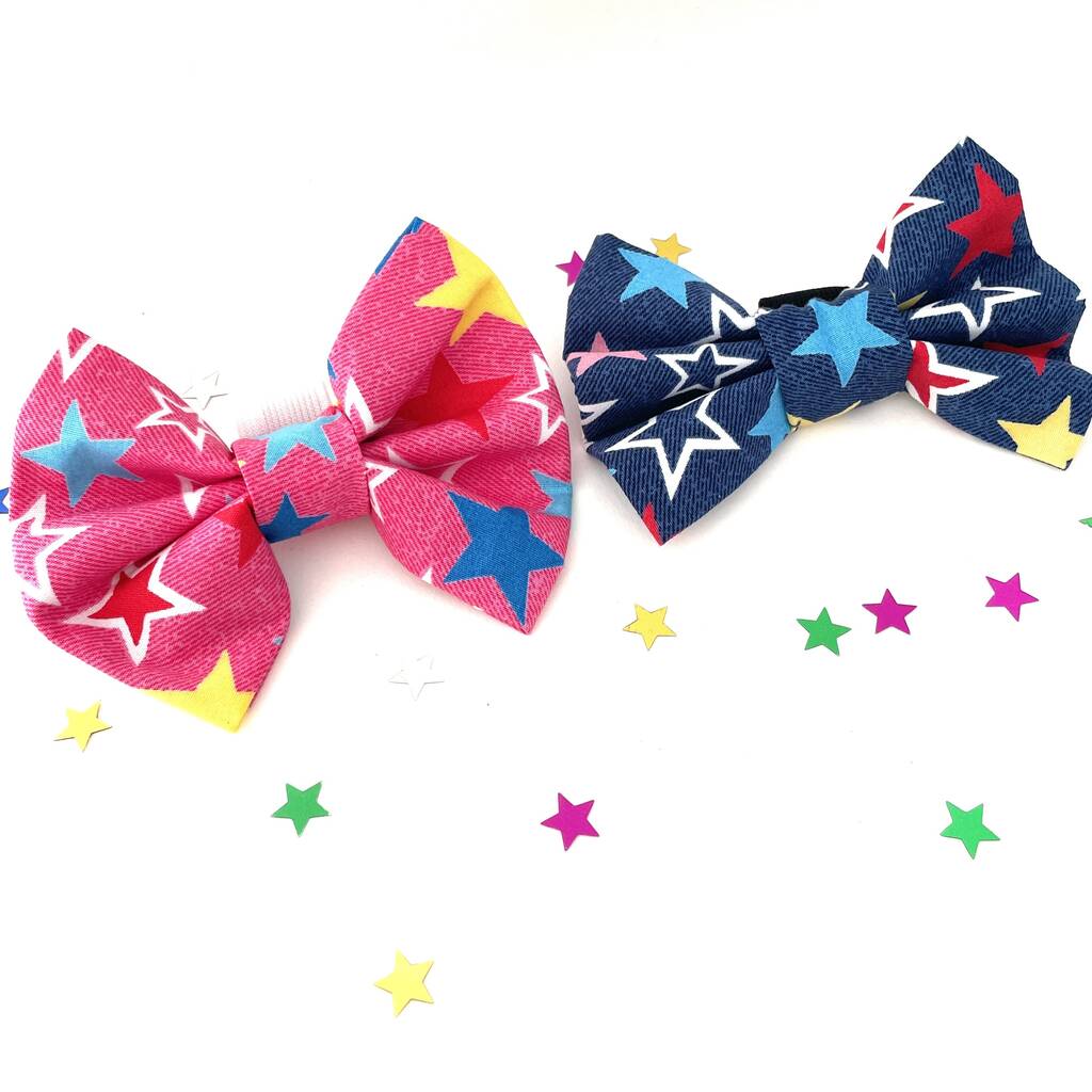 Pink Or Blue Dog Collar Bow Tie, 1 of 7