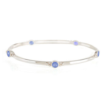 Personalised Holi Jewel Birthstone Silver Stacking Bangle, 3 of 11