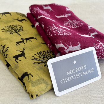 Stocking Filler Winter Deers And Trees Scarf, 2 of 4