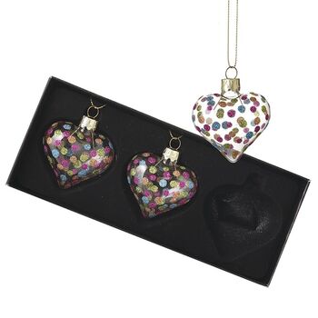 Christmas Glass Dotty Heart Bauble Set, 7 of 7