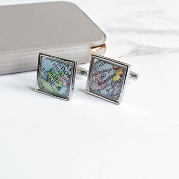 Personalised Map Location Square Cufflinks, 5 of 6