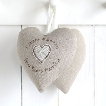 Personalised Linen Heart Anniversary Or Engagement Gift, 2 of 11