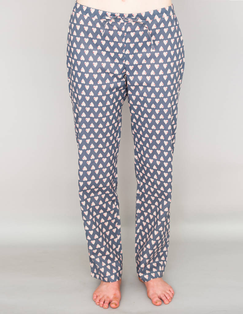 Cotton Pyjamas In Grey Heart Print By Caro London | notonthehighstreet.com