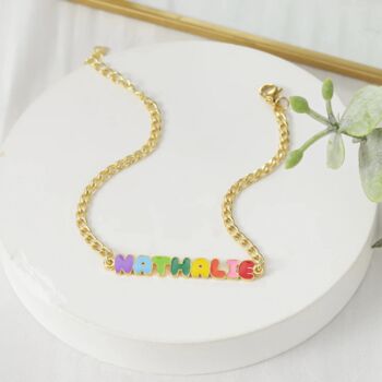 Custom Colored Enamel Name Charm Bracelet, 7 of 11