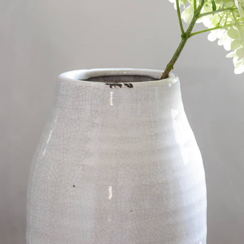 Ivory Distressed Crackle Vase By Marquis & Dawe