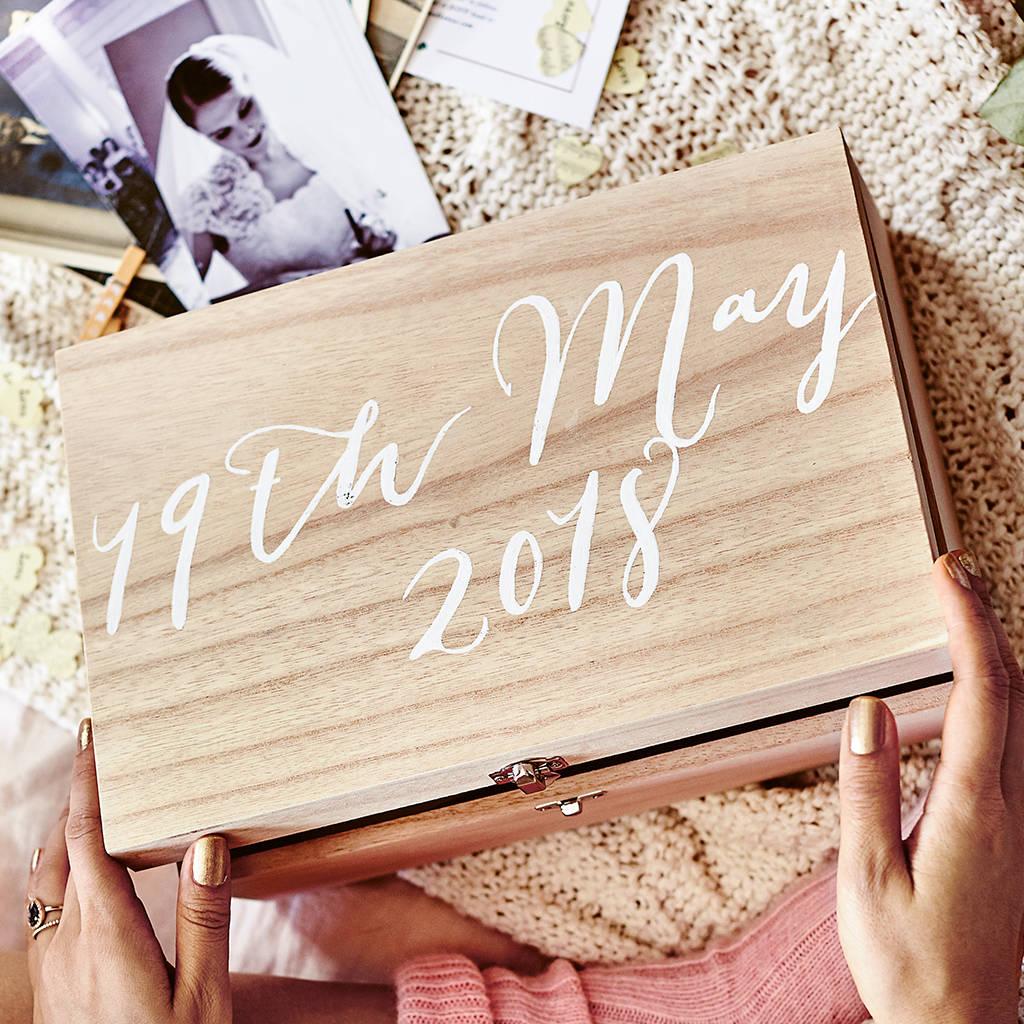 personalised hand painted calligraphy keepsake box by sarah & bendrix