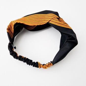 African Print Turban Headband | Black Tunde Print, 3 of 4