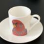 Red Lorry Parrot Print Espresso Cup And Saucer, thumbnail 1 of 3