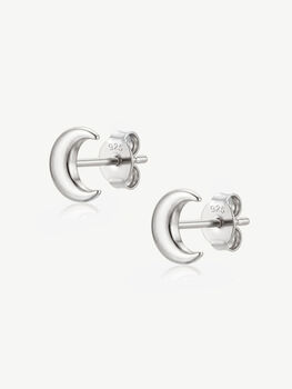 Gold Or Silver Crescent Moon Stud Earrings, 3 of 6