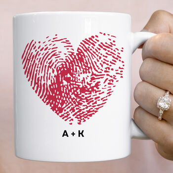 Personalised Valentine’s Day Heart Fingerprint Mug With Initials, 6 of 8