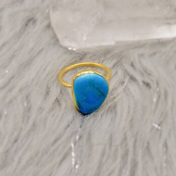 Gold Plated Silver Turquoise Ring: December Birthstone, 8 of 9