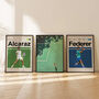 Set Of Three Tennis Posters – Two Players + Court, thumbnail 5 of 7