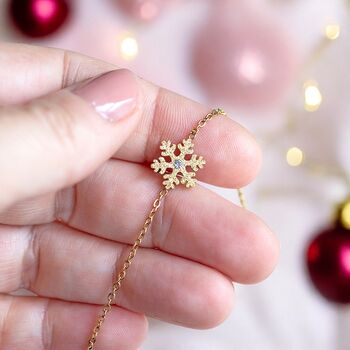 Gold Plated Sparkly Christmas Snowflake Bracelet, 3 of 6