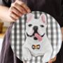 Personalised Pet Portrait Gingham Plate, thumbnail 2 of 4