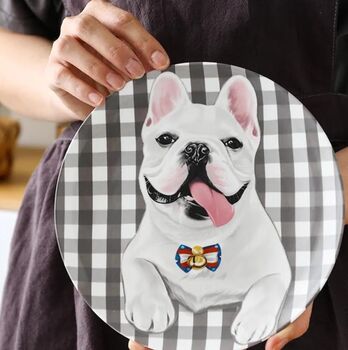 Personalised Pet Portrait Gingham Plate, 2 of 4
