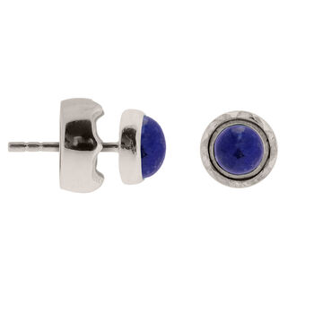 Maya Lapis Lazuli Stud Earrings Sterling Silver Or Gold Plated, 4 of 12
