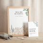 Watercolour Leaves Drop Top Frame Wedding Guest Book, thumbnail 4 of 5