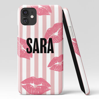 Personalised Pink Stripes Phone Case, 4 of 4
