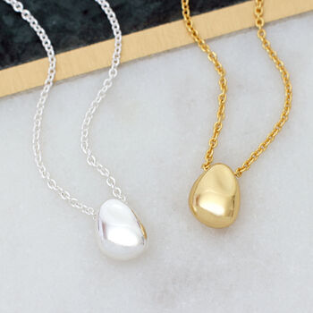 Personalised Silver Or 18ct Gold Plated Pebble Necklace, 2 of 5