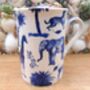 Set Of Six Straight Mugs In Blue Safari Design, thumbnail 5 of 12