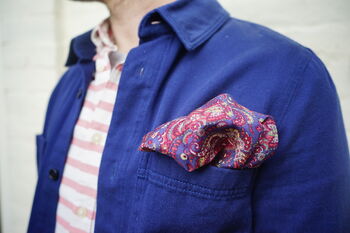 Mens Purple And Red Paisley Pocket Square, 5 of 7