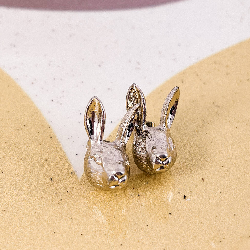 Gold Plated Brass Stud Rabbit Earrings By Lucy Loves Neko