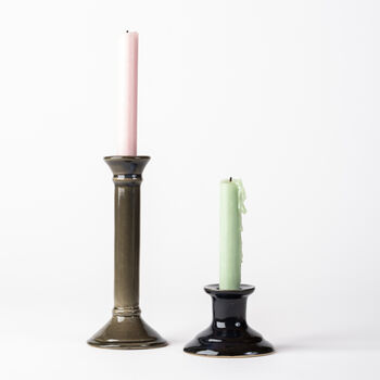 Handcrafted Ceramic Ink Black Taper Candle Stick, 3 of 3