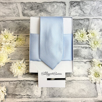 Cloudy Blue Woven Wedding Tie Set, 5 of 6