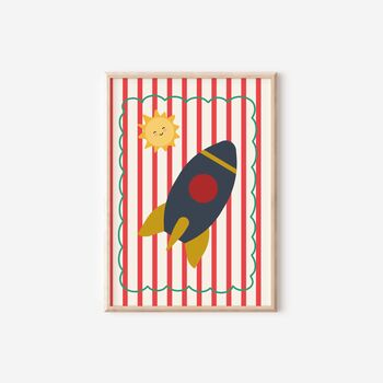 Personalised Boys Nursery Prints Set | Racing Car And Rocket Wall Art, 6 of 6