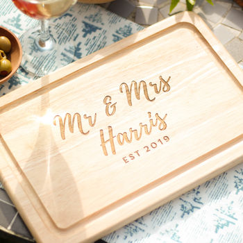 Personalised Mr And Mrs Chopping Board Wedding Gift, 2 of 8