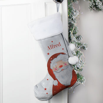 Personalised Santa Silver Grey Stocking, 2 of 3