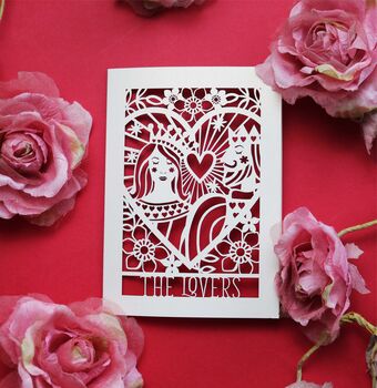 The Lovers Tarot Inspired Paper Cut Card, 4 of 9