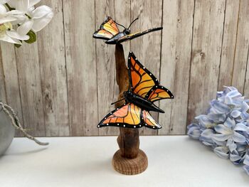 Handcrafted Monarch Butterfly Wooden Sculpture Ornament, 2 of 11