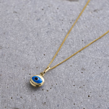 9ct Gold Mini Evil Eye Necklace, 3 of 4