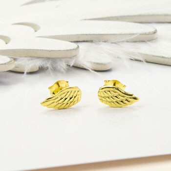 Sterling Silver And Gold Tiny Angel Wing Stud Pack, 3 of 5