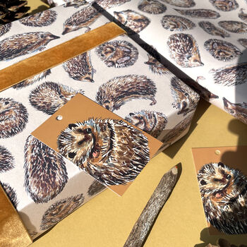 Hedgehog Watercolour Gift Wrap, 4 of 12