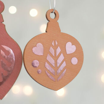 Christmas Tree Decoration Set, Pink With Rose Gold, 2 of 4