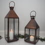Tall Antique Copper Candle Lantern Two Sizes, thumbnail 3 of 12