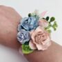 Blush Pink And Blue Flower Wrist Corsage, thumbnail 2 of 4