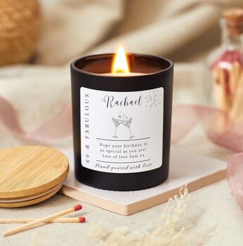60th Birthday Personalised Candle For Her, 60 And Fabulous, 5 of 8