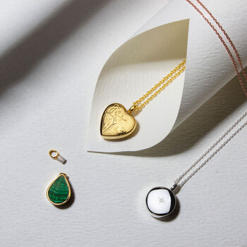 Scroll Heart Ashes Urn Necklace 18 K Gold Plated Silver, 4 of 6