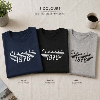Personalised Birth Year T Shirt – Classic Car Birthday Gift For Men, 4 of 4