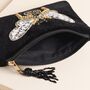 Black Velvet Bee Embroidered Pouch, thumbnail 3 of 4