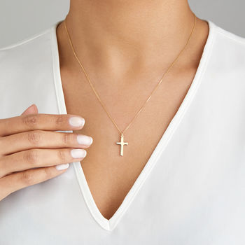 Solid Silver Or Gold Christian Cross Pendant Necklace, 3 of 8
